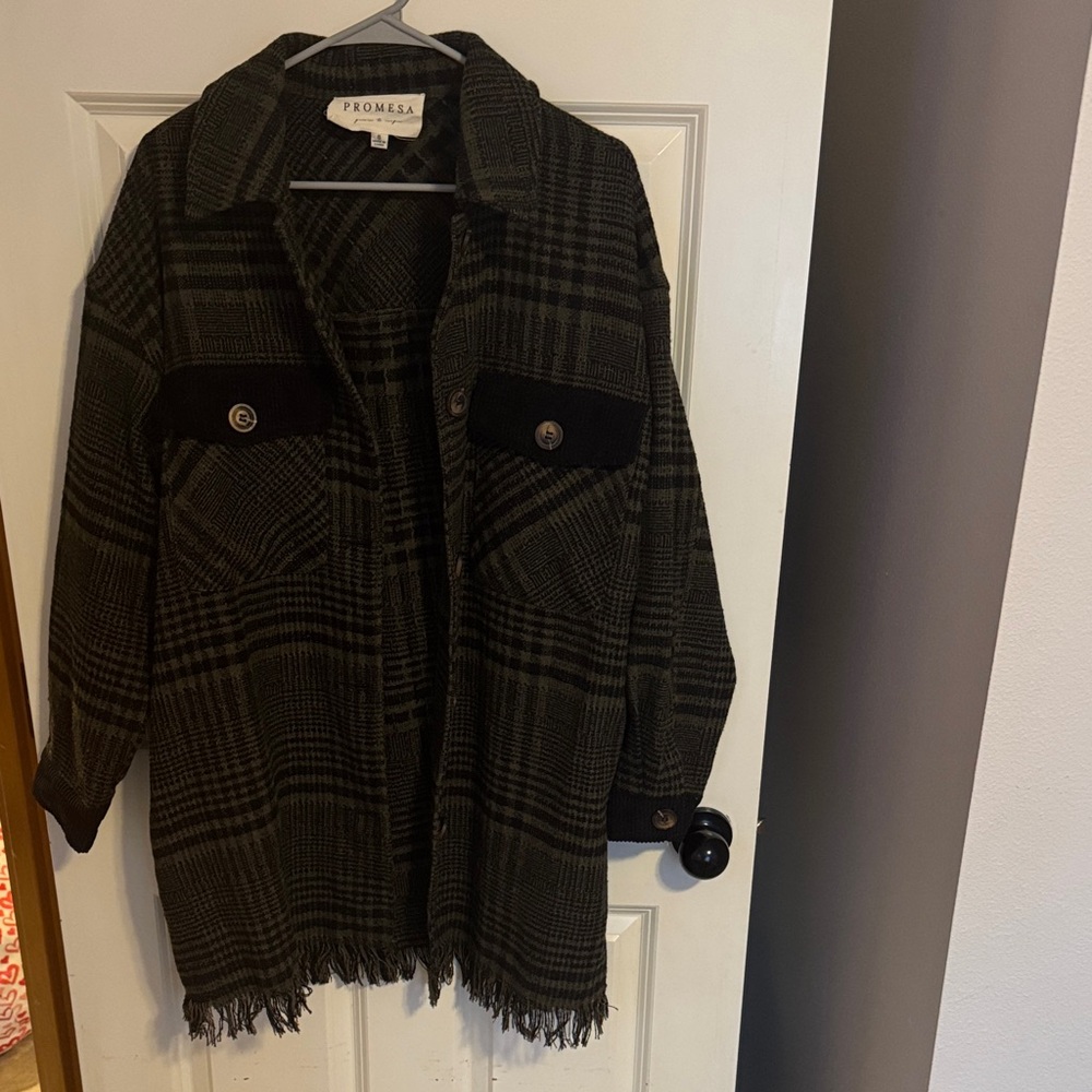 Promesa Women's Dark Plaid Shacket Size S